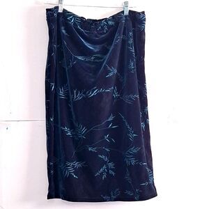 A Women's Blue Velvet Skirt Pencil Floral Office Siren Evening Sparkly XL